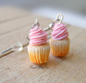 Pink Cupcake - Dangle Earrings - MTO