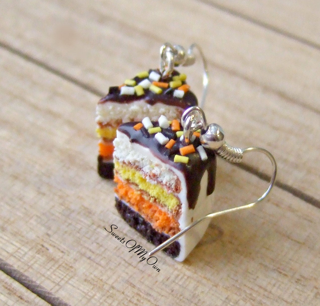 Halloween Cake Slice - Dangle Earrings - MTO