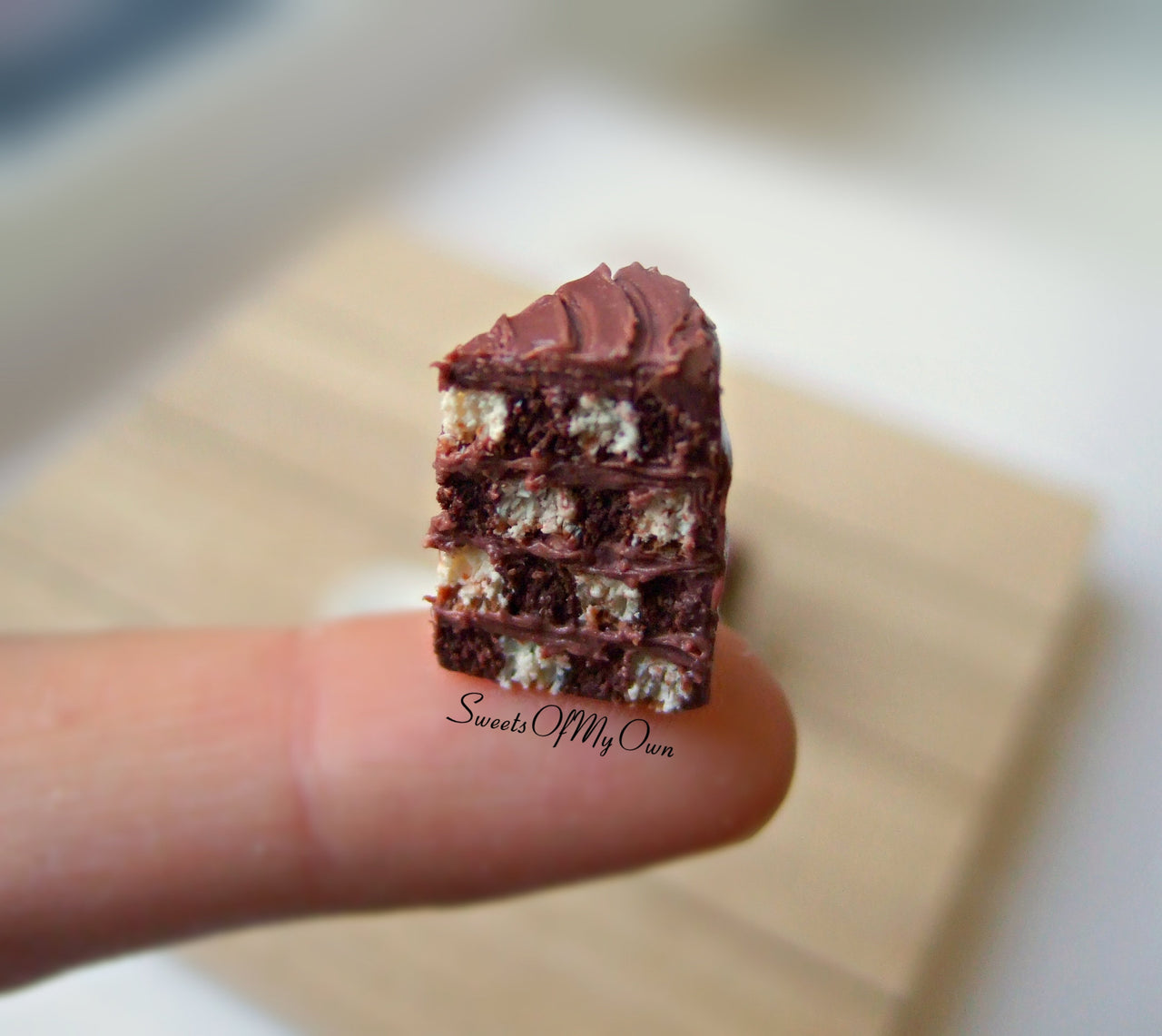 MTO - Chocolate Checkerboard Cake Miniature - Doll House 1:12 Scale - SweetsOfMyOwn