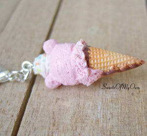 Pink Bear Ice Cream Charm - SweetsOfMyOwn