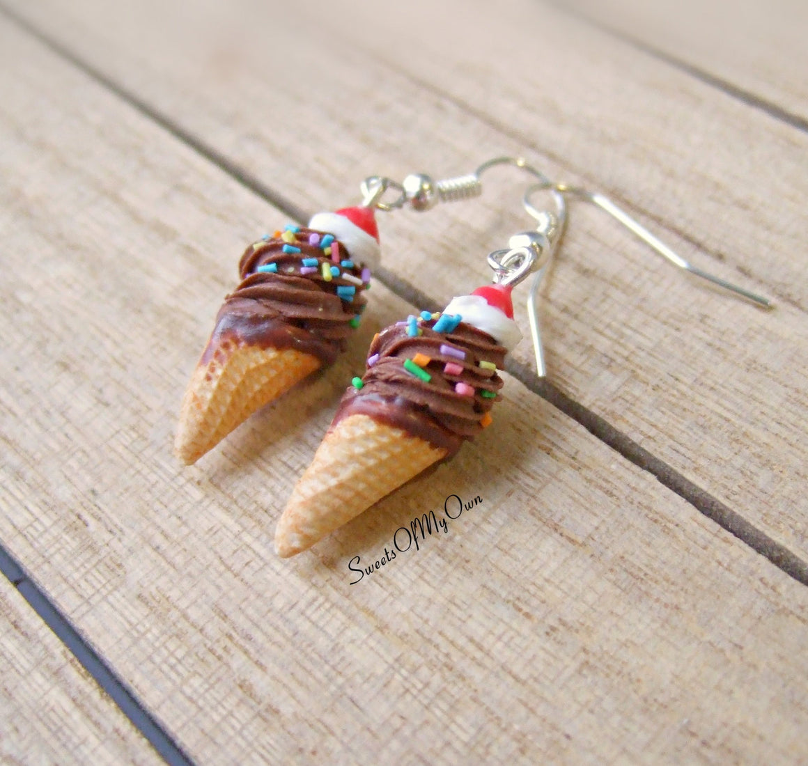 Chocolate and Cream Ice Cream - Dangle Earrings - MTO