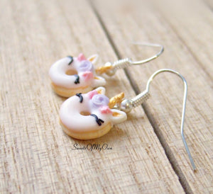 Smiling Unicorn Doughnut Dangle Earrings - SweetsOfMyOwn