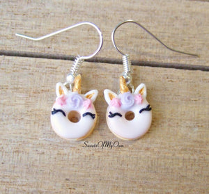 Smiling Unicorn Doughnut Dangle Earrings - SweetsOfMyOwn