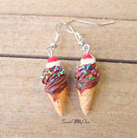 Thumbnail for Chocolate and Cream Ice Cream - Dangle Earrings - MTO