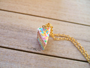 Rainbow Cake Slice Charm - Necklace/Charm/Keychain - MTO