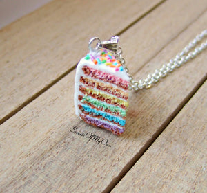 Rainbow Cake Slice Charm - Necklace/Charm/Keychain - MTO