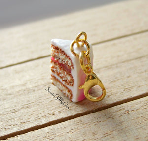 Pink Ombre Cake Slice Charm (small) - SweetsOfMyOwn