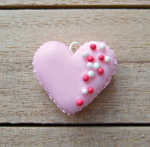 Pink Heart Macaron Charm - SweetsOfMyOwn