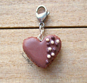 Chocolate Heart Macaron Coloured Ball Sprinkles Charm - SweetsOfMyOwn