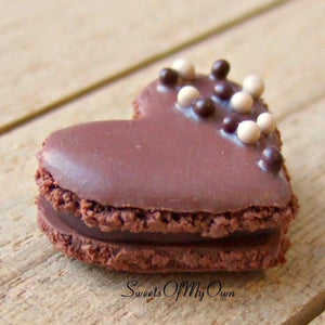 Chocolate Heart Macaron Coloured Ball Sprinkles Charm - SweetsOfMyOwn