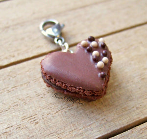 Chocolate Heart Macaron Coloured Ball Sprinkles Charm - SweetsOfMyOwn