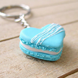 Blue Heart Macaron Icing Drizzle and Glitter Charm - SweetsOfMyOwn