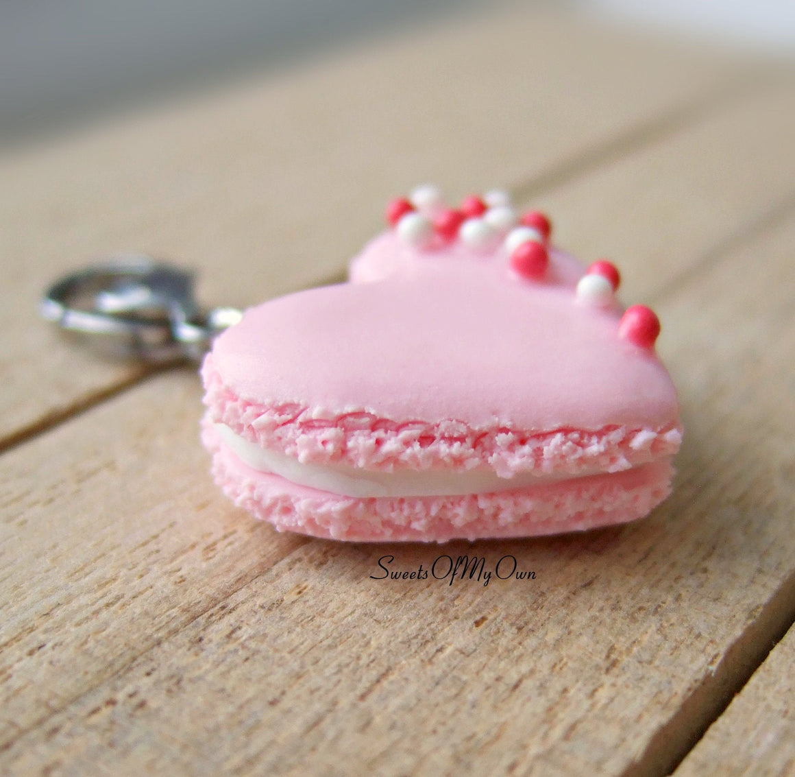 Pink Heart Macaron Charm - SweetsOfMyOwn