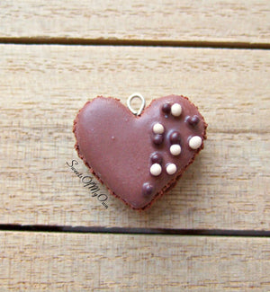 Chocolate Heart Macaron Coloured Ball Sprinkles Charm - SweetsOfMyOwn