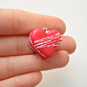 Red Velvet Heart Macaron - Necklace/Charm/Keychain - MTO