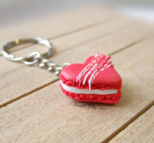 Red Velvet Heart Macaron - Necklace/Charm/Keychain - MTO