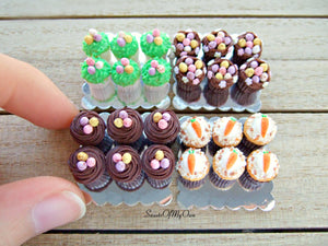 MTO - Miniature Chocolate Swirl Frosting Mini Egg Cupcakes - Set of 6 Cupcakes -1:12 Scale - SweetsOfMyOwn