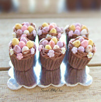 Thumbnail for MTO - Miniature Chocolate Mini Egg Nest Cupcakes - Set of 6 Cupcakes 1:12 Scale - SweetsOfMyOwn