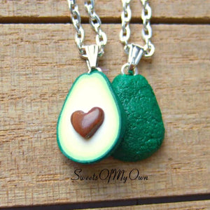 Avocado Heart BFF Charms (small) - Set of 2 Halves - SweetsOfMyOwn