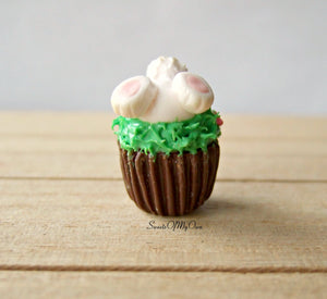 Hiding Bunny Cupcake Charm - SweetsOfMyOwn