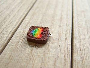 Chocolate Rainbow Heart Loaf Cake Slice Charm (small) - SweetsOfMyOwn