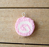Thumbnail for Pink Swiss Roll Cake Slice Charm - SweetsOfMyOwn