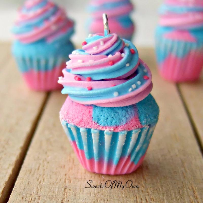 Bubblegum Marble Cupcake Charm - SweetsOfMyOwn