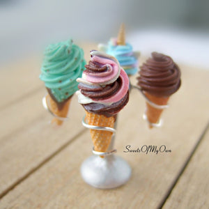 Miniature Ice Cream Stand Set -  Dolls House Miniature Food - MTO