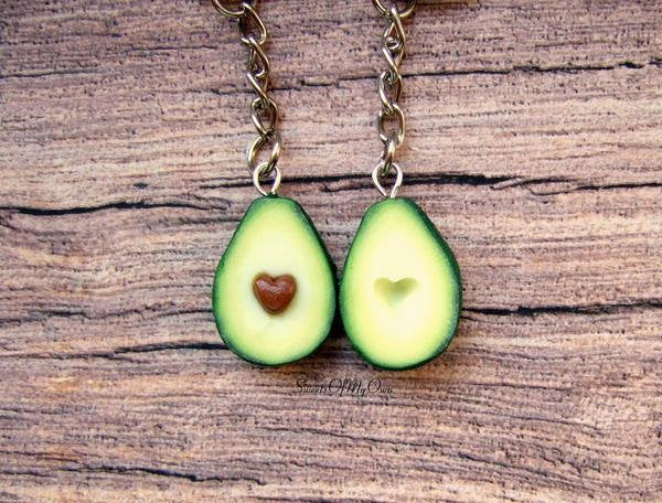 Avocado Heart BFF Charms - Set of 2 Halves - SweetsOfMyOwn