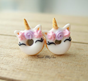 Smiling Unicorn Doughnut Earrings Stud Earrings - SweetsOfMyOwn