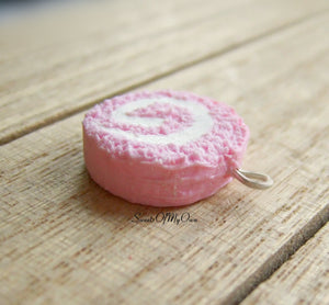 Pink Swiss Roll Cake Slice Charm - SweetsOfMyOwn