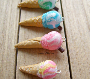 Marble Ice Cream Cone Charms - SweetsOfMyOwn