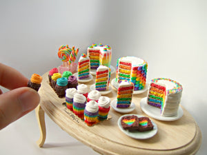 Rainbow Cake with Sprinkles Miniature 1:12 Scale - SweetsOfMyOwn