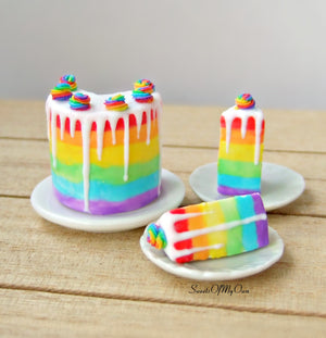 Rainbow Drip Cake Miniature - Doll House 1:12 Scale - MTO