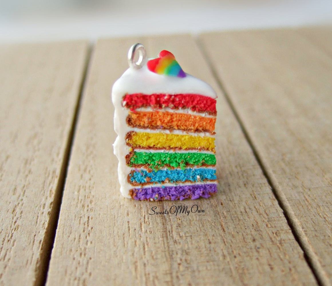 Rainbow Cake with Rainbow Heart Charm - SweetsOfMyOwn