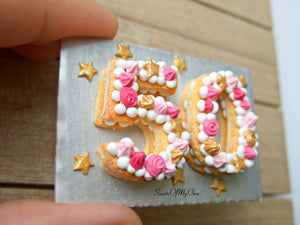 Miniature 50 Number Cake Miniature 1:12 Scale - SweetsOfMyOwn