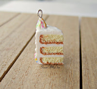 Thumbnail for White Rainbow Sprinkles Cake Slice Charm - SweetsOfMyOwn
