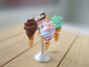 Miniature Ice Cream Stand Set -  Dolls House Miniature Food - MTO