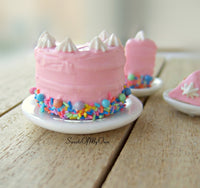 Thumbnail for Pink Rainbow Sprinkles Cake Miniature 1:12 Scale - SweetsOfMyOwn