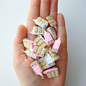White Rainbow Sprinkles Cake Slice Charm - SweetsOfMyOwn