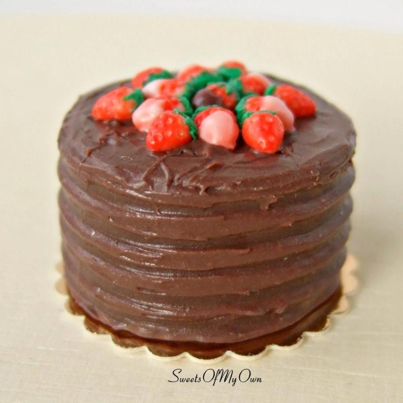 Chocolate Strawberry Cake Miniature 1:12 Scale - SweetsOfMyOwn