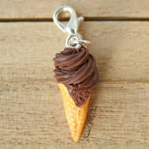Chocolate Swirly Ice Cream Charm - SweetsOfMyOwn