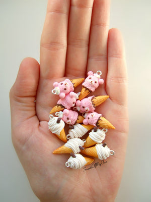Pink Bear Ice Cream Dangle Earrings - SweetsOfMyOwn