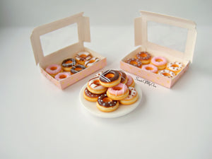 Miniature Box of Striped Doughnuts 1:12 Scale - SweetsOfMyOwn
