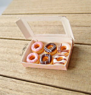 Miniature Box of Striped Doughnuts 1:12 Scale - SweetsOfMyOwn