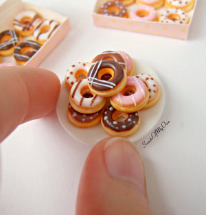 Miniature Plate of Mixed Doughnuts 1:12 Scale - SweetsOfMyOwn