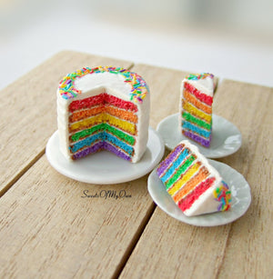 Rainbow Cake with Sprinkles Miniature 1:12 Scale - SweetsOfMyOwn