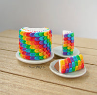 Thumbnail for Miniature Rainbow Cake with Rainbow Icing Back 1:12 Scale - SweetsOfMyOwn
