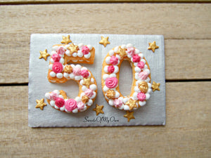 Miniature 50 Number Cake Miniature 1:12 Scale - SweetsOfMyOwn
