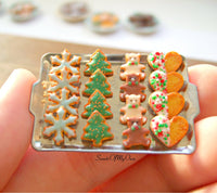 Thumbnail for Miniature Christmas Biscuit Set - Shortbread Snowflake, Tree, Bear, Heart 1:12 Scale - SweetsOfMyOwn